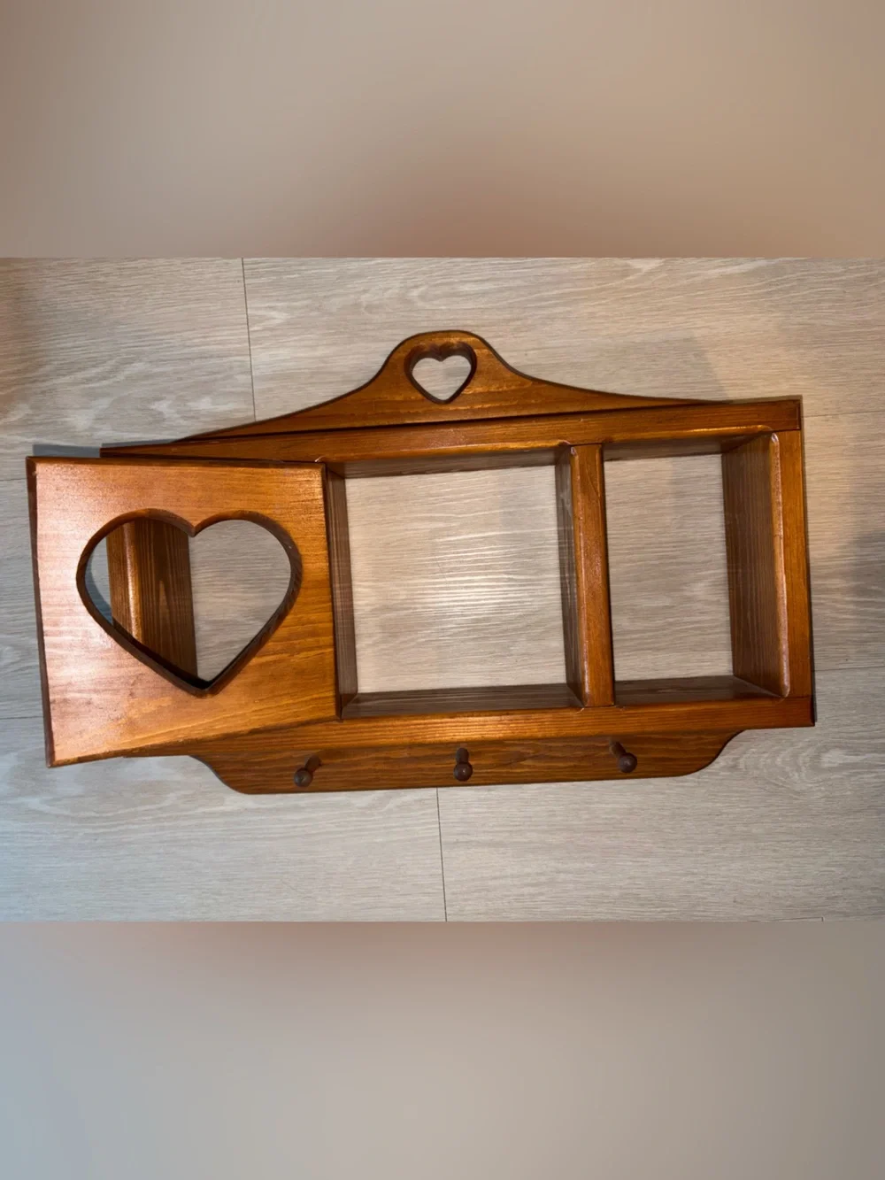 Cottagecore Wooden Heart Wall Shelf - Brown